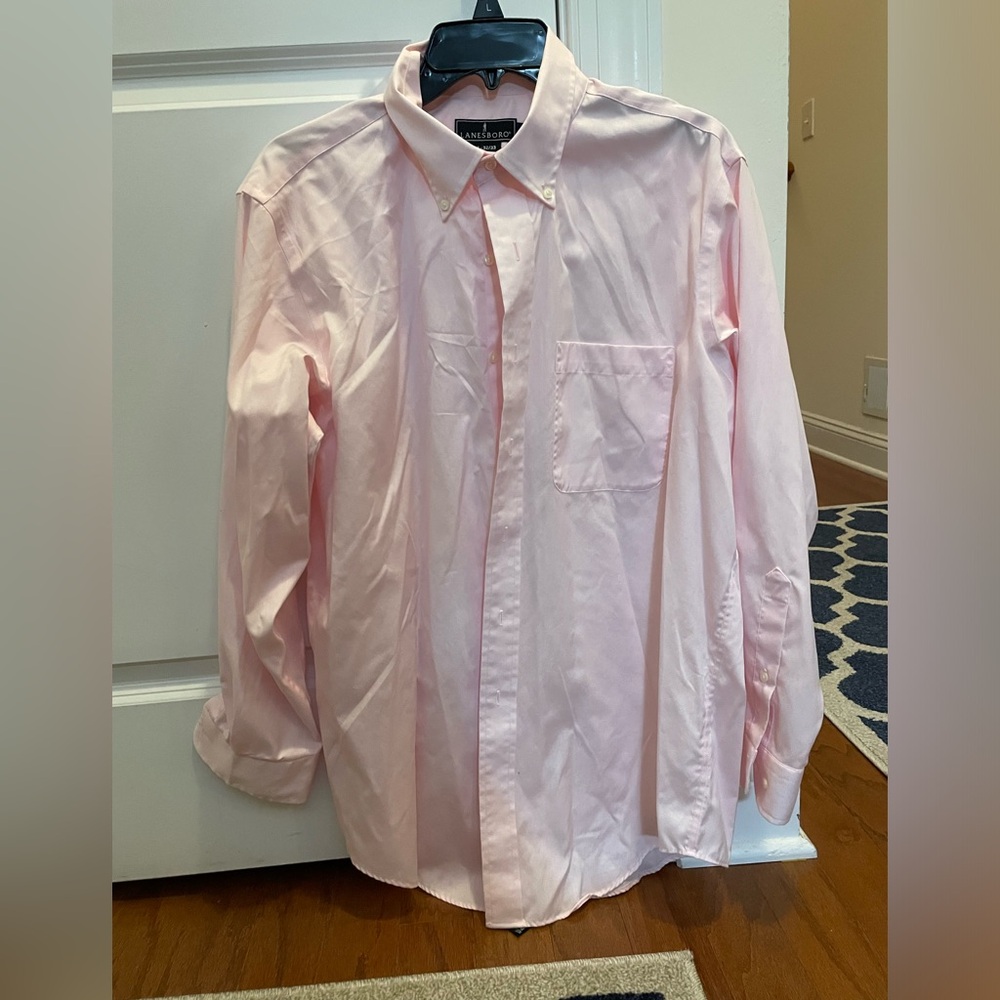 Pink Lanesboro 16-33/32 Button Down No Iron